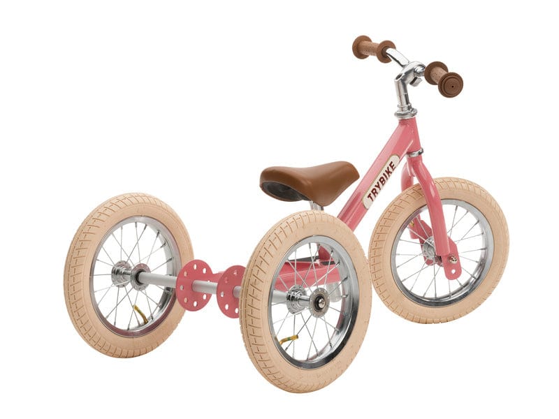 Trybike Balance Bikes Trybike Steel Pink Vintage,Chrome Parts &amp; Creme Tyres