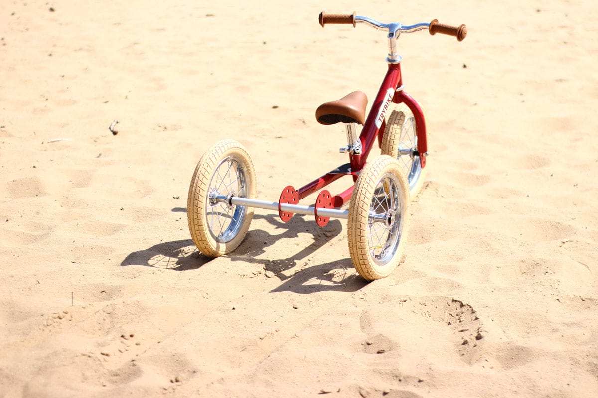 Trybike Balance Bikes Trybike Steel Red Vintage, Chrome Parts &amp; Creme Tyres