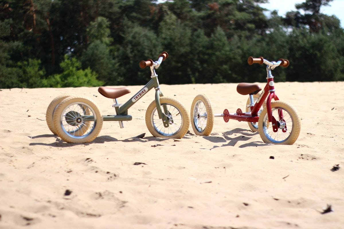 Trybike Balance Bikes Trybike Steel Red Vintage, Chrome Parts &amp; Creme Tyres