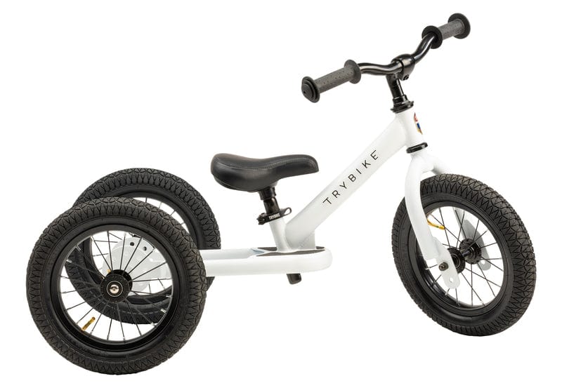 Trybike Balance Bikes Trybike Steel White, Black Seat &amp; Grips