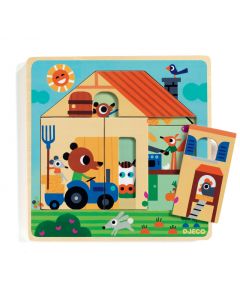 Chez Gaby Barn 3 Layer Wooden Puzzle