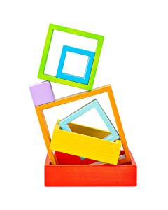 Wooden Stacking Squares Rainbow Colours