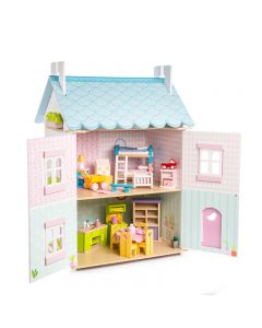 Le Toy Van Blue Bird Cottage Doll House with Furniture