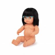 Miniland Asian Girl, 38 cm with Glasses