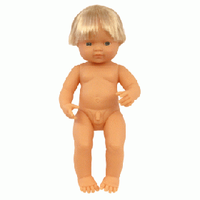 Miniland Doll Naked Caucasian Boy, 38 cm