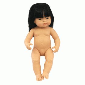 Miniland Doll Naked Baby Asian Girl, 38 cm