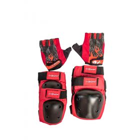 Red Elbow & Knee Pads with Gloves