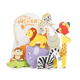 Petilou African Animals Stacking Tower with Bag