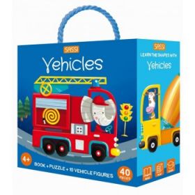 Sassi 3D Puzzle and Book Set - Learn Shapes Vehicles