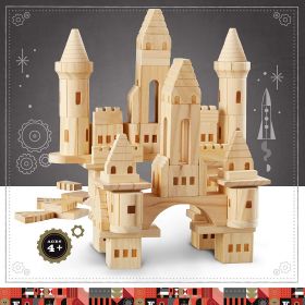 FAO Schwarz Toy Wooden Castle Blocks 75pc