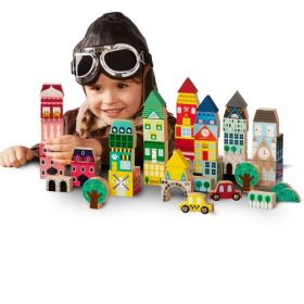 FAO Schwarz Toy Wooden City Blocks 50pc Around the World