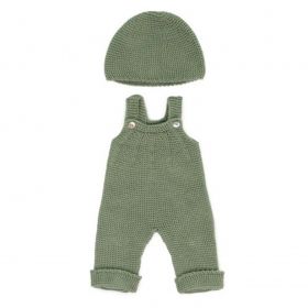 Miniland Clothing Knitted Doll Outfit 38cm – Overall & Beanie Hat