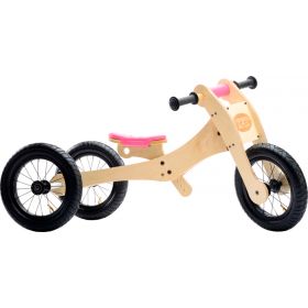 Trybike Wooden 4 in 1 with pink saddle seat cover